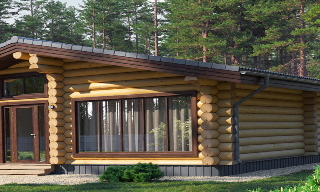 Проект одноэтажного дома из бревна в Боровичах - Цены от 311340 рублей | UpHouse