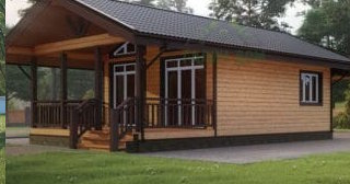 Проект одноэтажного дома из бруса с террасой - Строительство в Боровичах от UpHouse от 134914 руб.